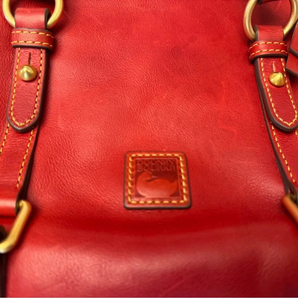 Dooney & Bourke Red Leather Women's Florentine Satchel Small Bag - Picture 5 of 11
